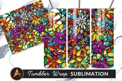 Vibrant Floral Stained Glass Pattern Tumbler Png Product Image 1