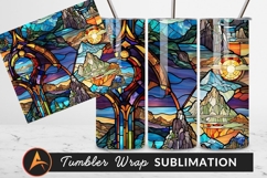 Stained Glass Landscape Tumbler Png Art Product Image 1