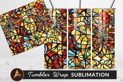 Floral Stained Glass Colorful Abstract Design Tumbler Png Product Image 1