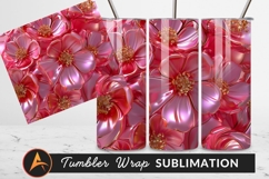 Glossy Pink Flowers With Golden Accents Tumbler Png Product Image 1