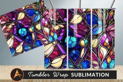 Abstract Colorful Stained Glass Design Tumbler Png Product Image 1
