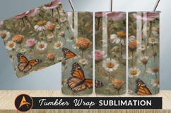 Painted Flowers Butterflies Impressionistic Style Tumbler Product Image 1