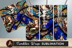 Angelic Figures In Stained Glass Window Design Product Image 1