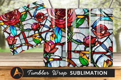 Stained Glass Rose Floral Art Tumbler Png Product Image 1