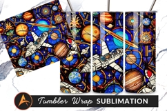Space Shuttle Stained Glass Solar System Tumbler Png Product Image 1