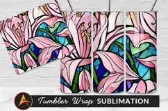 Pink Lily Flower Stained Glass Art Tumbler Design Product Image 1
