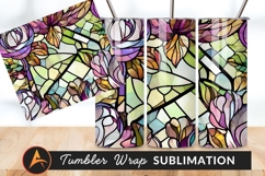 Floral Stained Glass Tumbler Png Background Product Image 1