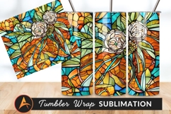 Stained Glass Floral Roses Bright Color Tumbler Design Product Image 1
