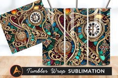 Ornate Clockwork And Stained Glass Art Tumbler Product Image 1