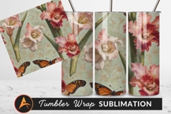 Gladiolus With Butterflies Oil Painting Tumbler Png Product Image 1