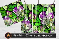 Stained Glass Flowers Art Illustration Tumbler Png Product Image 1
