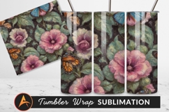 Floral Oil Painting With Butterflies And Leaves Tumbler Product Image 1