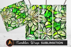 Green Floral Stained Glass Tumbler Png Pattern Product Image 1