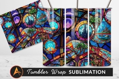 Scifi Stained Glass Seamless Pattern Tumbler Png Product Image 1