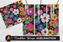 Colorful Flowers Pattern Dark Background Tumbler Png Product Image 1