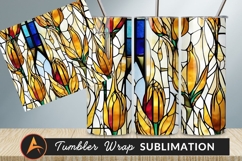 Stained Glass Floral Design Tumbler Png Art Product Image 1