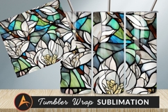 Stained Glass Floral Background For Tumbler Png Product Image 1
