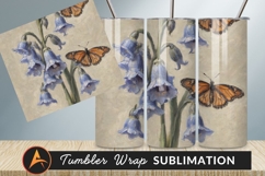Butterfly And Bluebells Spring Oil Painting Tumbler Png Product Image 1