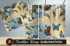 Forgetmenots And Butterflies Tumbler Png Product Image 1