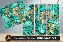 Teal Floral Stained Glass Style Illustration Tumbler Product Image 1