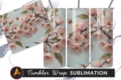 Pink Blossom Floral Oil Painting Tumbler Png Product Image 1
