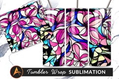 Floral Abstract Stained Glass Pattern Tumbler Png Product Image 1