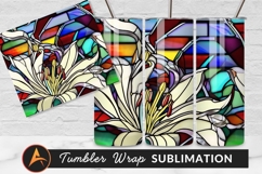 Stained Glass Flower Artistic Tumbler Png Style Product Image 1