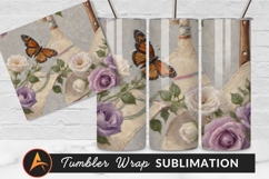 Floral Still Life With Butterfly And Tumbler Png Product Image 1