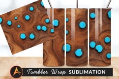 Blue Drops On Abstract Swirl Wooden Texture Tumbler Product Image 1