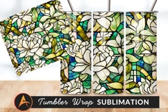 Floral Stained Glass Seamless Pattern Tumbler Png Product Image 1