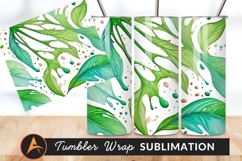 Green Leaves And Drops Seamless Pattern Tumbler Png Product Image 1
