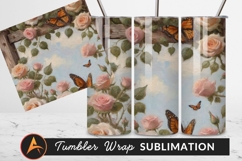 Floral Rose Garden Butterfly Art Tumbler Png Product Image 1