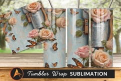 Roses And Butterflies Tumbler Png Design Product Image 1