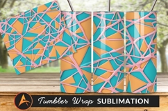 Abstract Triangles Teal Orange Pink Tumbler Png Product Image 1