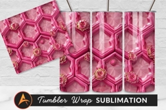 Pink Honeycomb Roses Tumbler Png Background Product Image 1