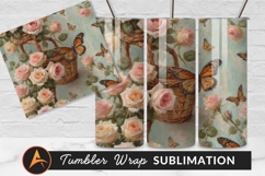 Roses In Basket With Butterflies Tumbler Png Product Image 1