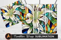 Lily Stained Glass Style Floral Tumbler Png Product Image 1