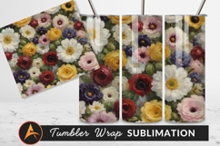 Artistic Floral Arrangement Tumbler Png Background Product Image 1