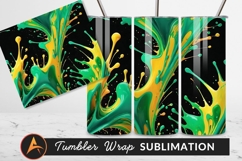 Abstract Green And Yellow Paint Splatter Tumbler Png Product Image 1