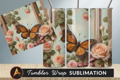 Butterfly On Roses Wooden Frame Tumbler Png Product Image 1