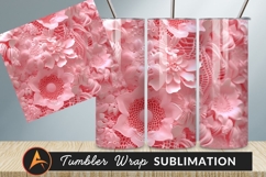 Pink Floral 3D Render Tumbler Png Design Product Image 1