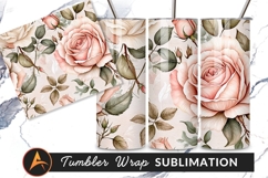 Delicate Peach Rose Floral Pattern Tumbler Png Product Image 1