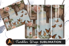 Roses And Monarch Butterflies Garden Tumbler Png Product Image 1