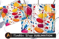 Colorful Paint Splashes Design Tumbler Png Product Image 1