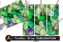 Stained Glass Floral Pattern Tumbler Png Design Product Image 1