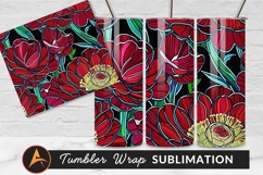 Abstract Red Flowers Stained Glass Style Art Tumbler Product Image 1