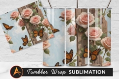Peach Roses And Butterflies Tumbler Png Product Image 1