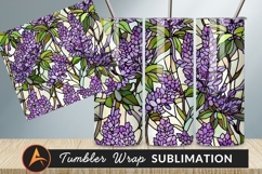 Purple Flowers Stained Glass Tumbler Png Image Product Image 1