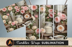 Roses And Pitchers On Wooden Steps Still Life Tumbler Product Image 1