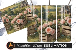 Peach Roses In Crates Farm Landscape Tumbler Product Image 1